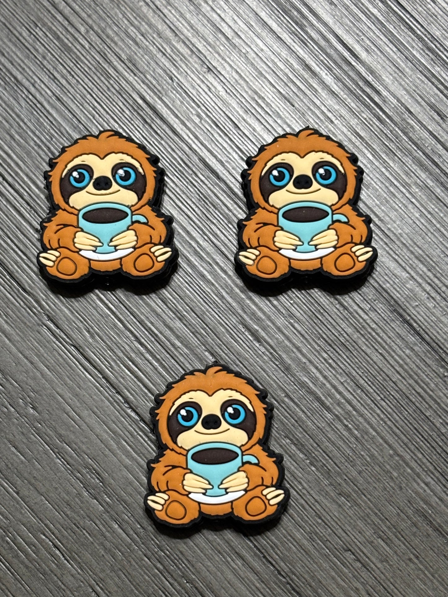 Coffee Drinking Sloth Custom Silicone Focal Bead