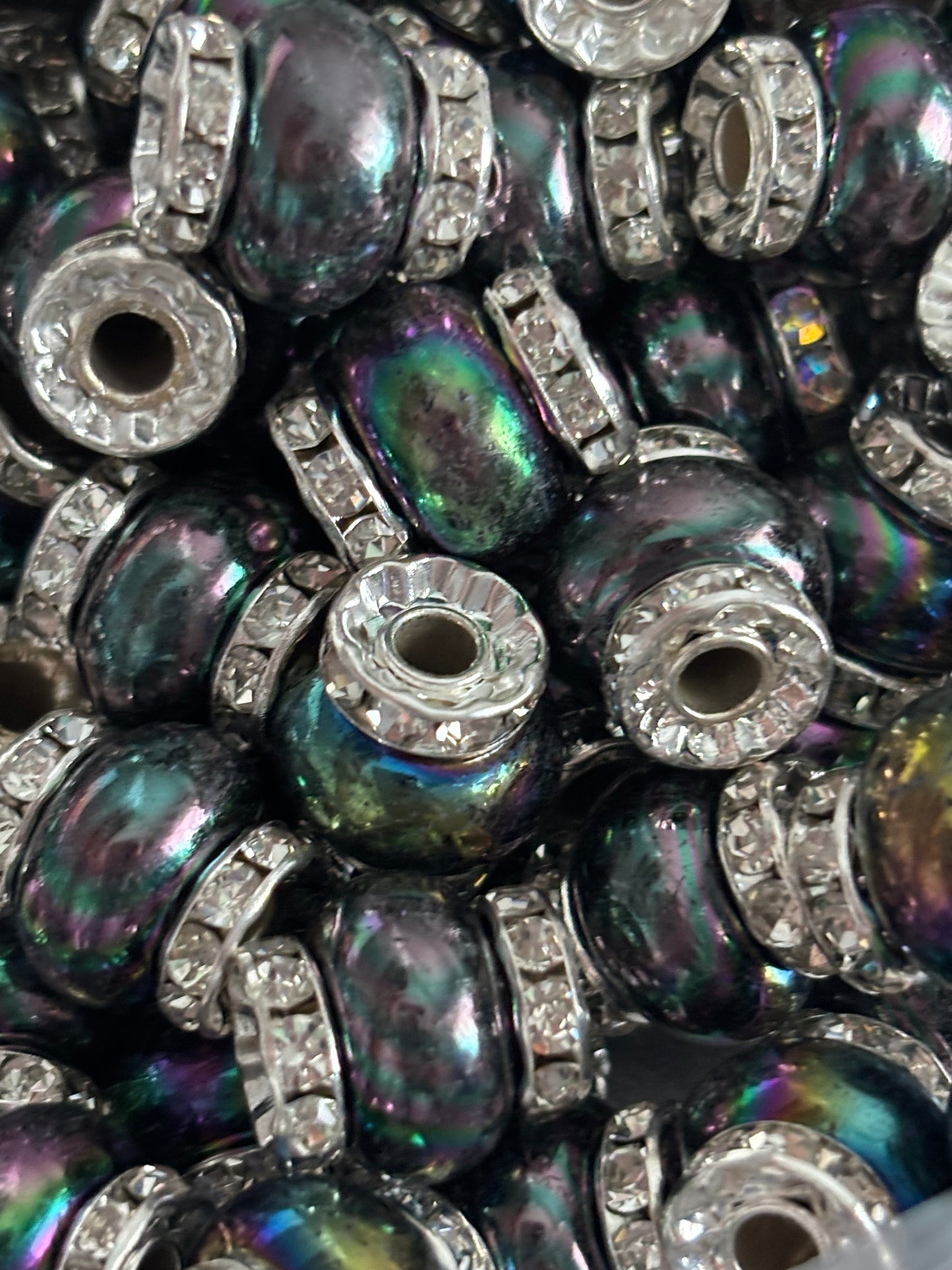 15 x 13mm Rhinestone Acrylic Spacer Beads