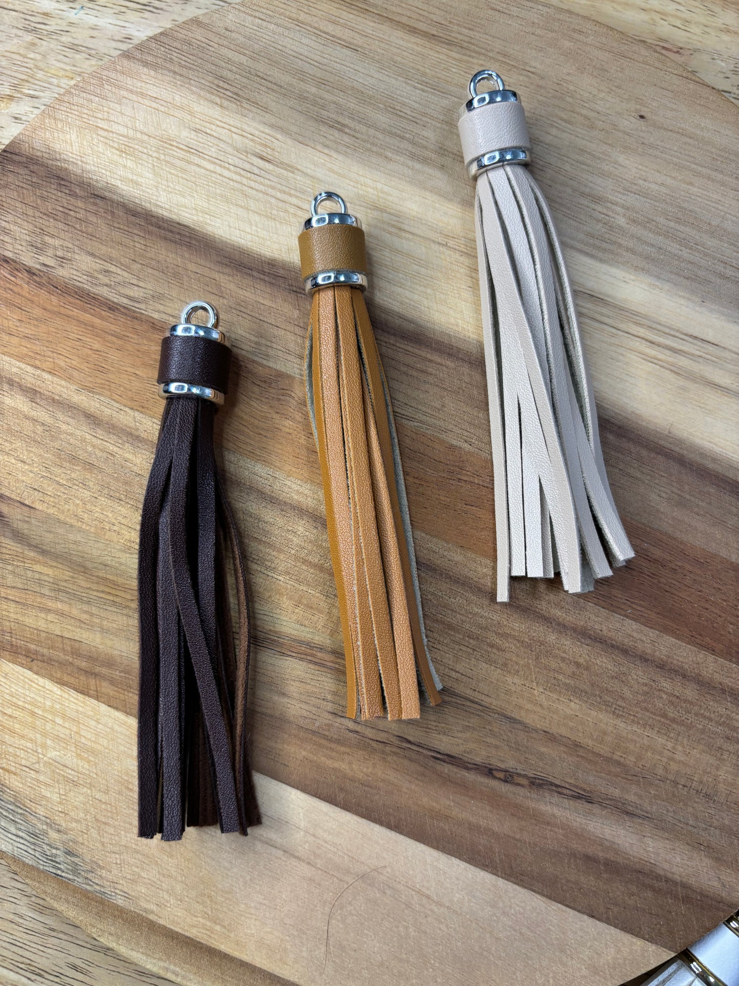 Leather Tassels with Silver Hardware