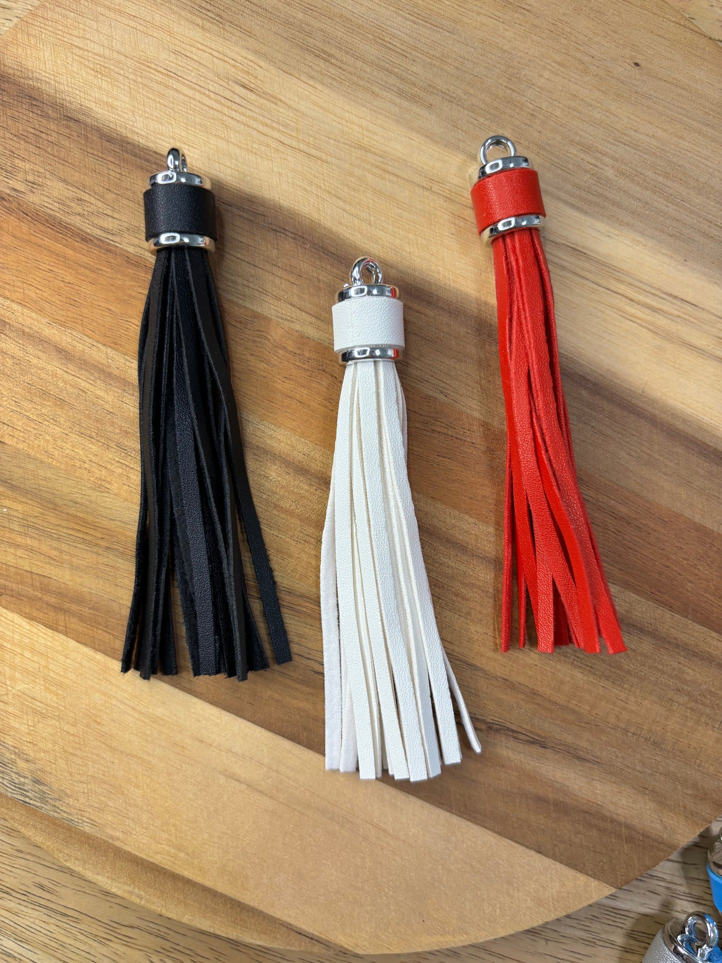 Leather Tassels with Silver Hardware