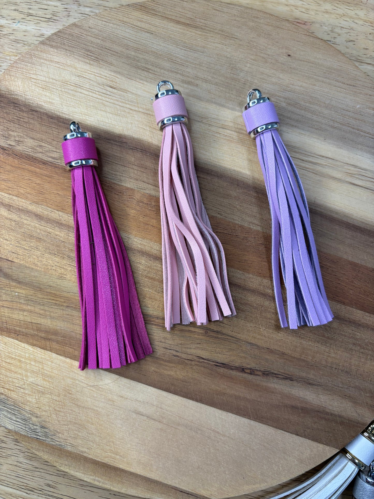 Leather Tassels with Silver Hardware
