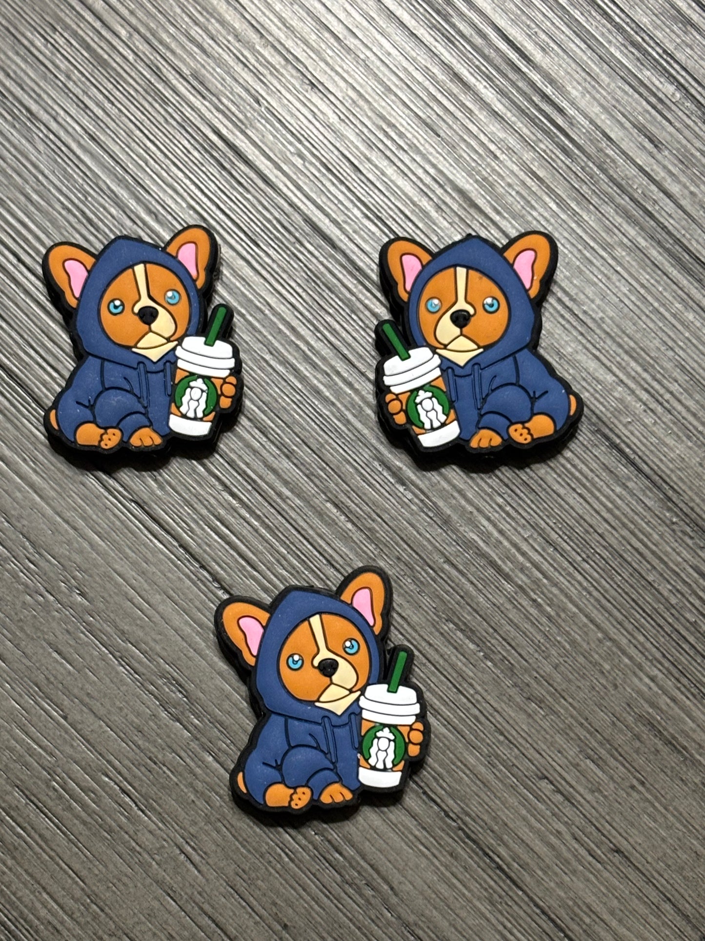 Coffee Drinking Frenchie Custom Silicone Focal Bead