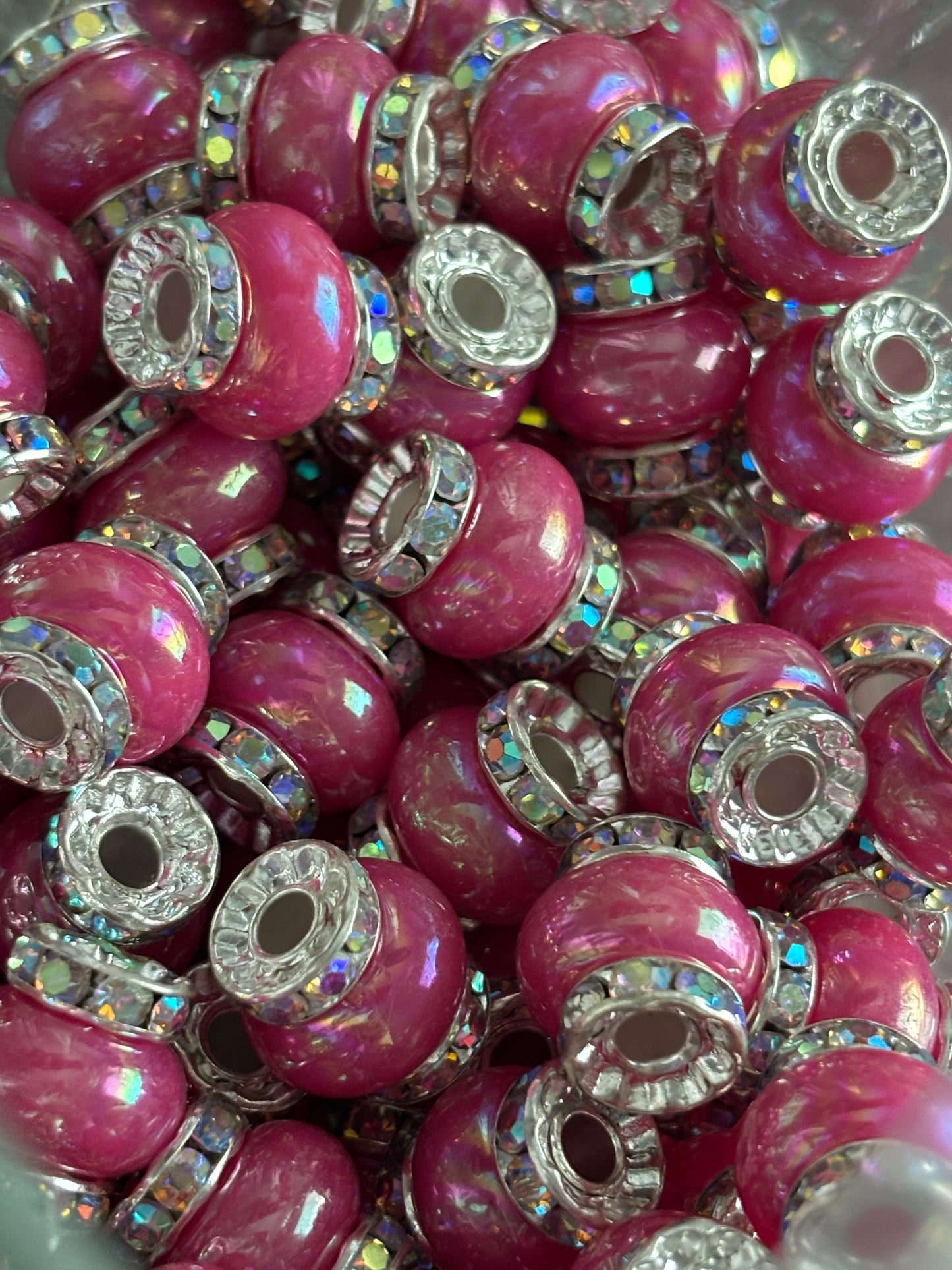 15 x 13mm Rhinestone Acrylic Spacer Beads