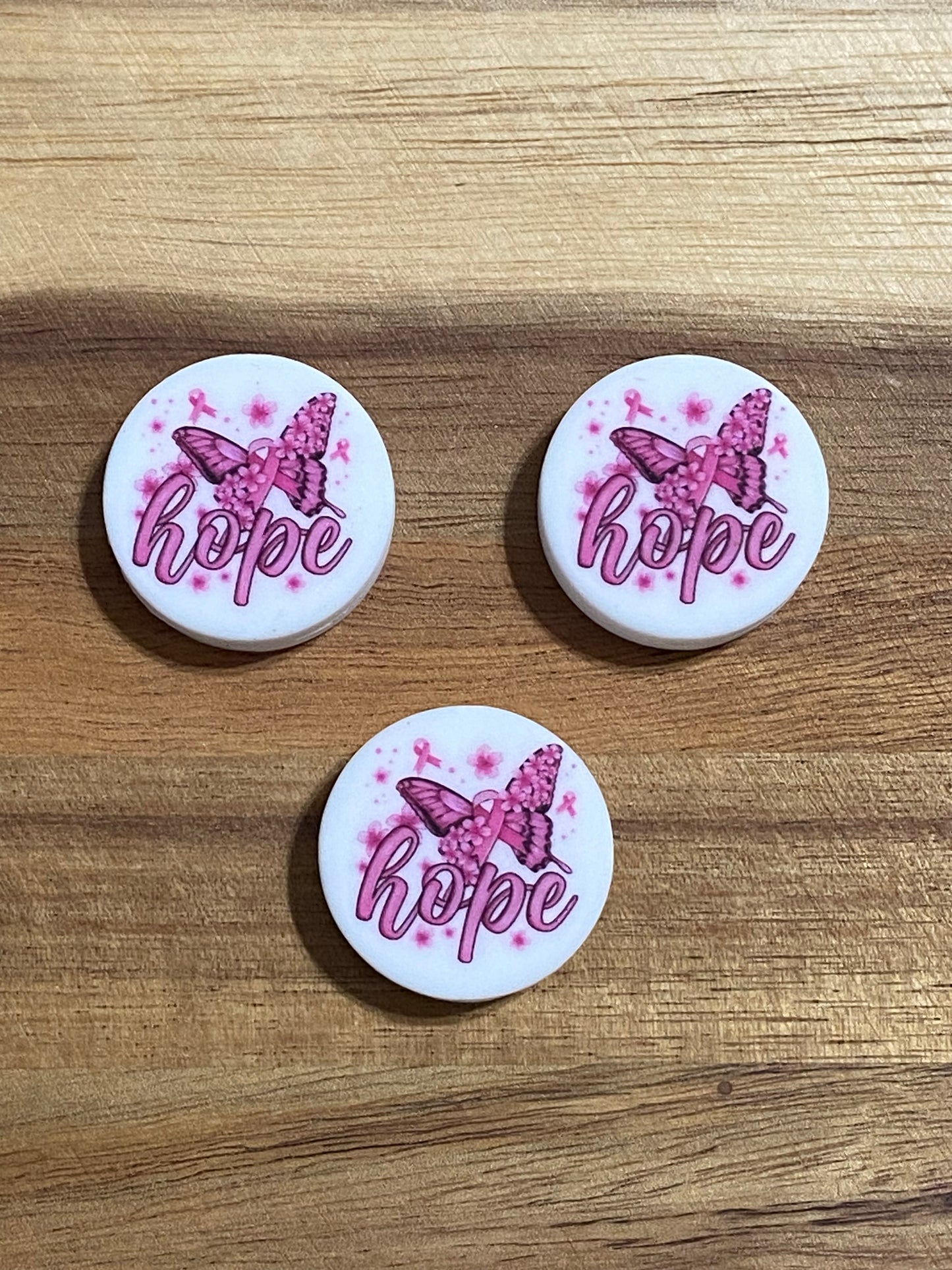 Breast Cancer Hope Ribbon Round Focal
