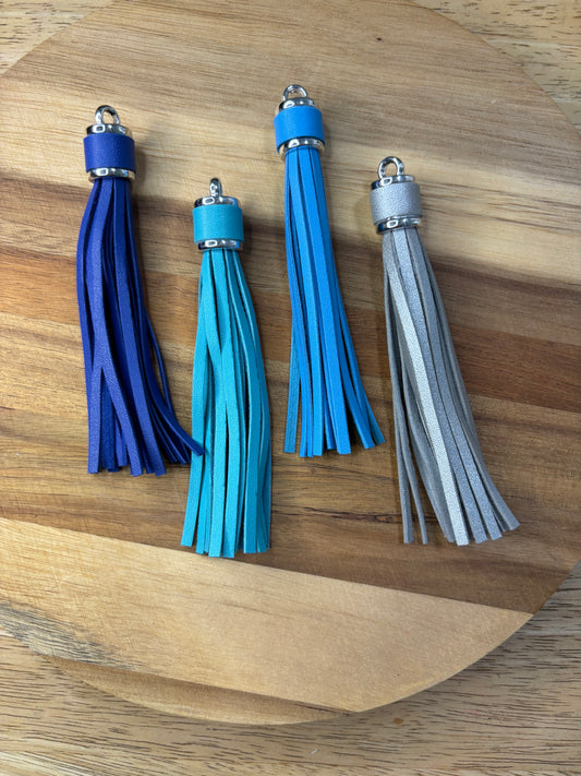 Leather Tassels with Silver Hardware