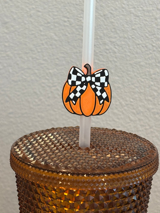 Pumpkin with Bow Straw Topper