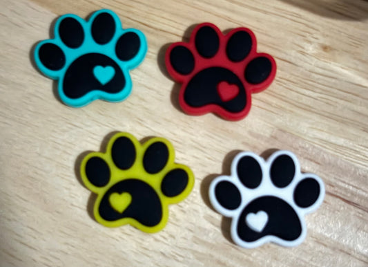 Paw print Silicone Focal Bead