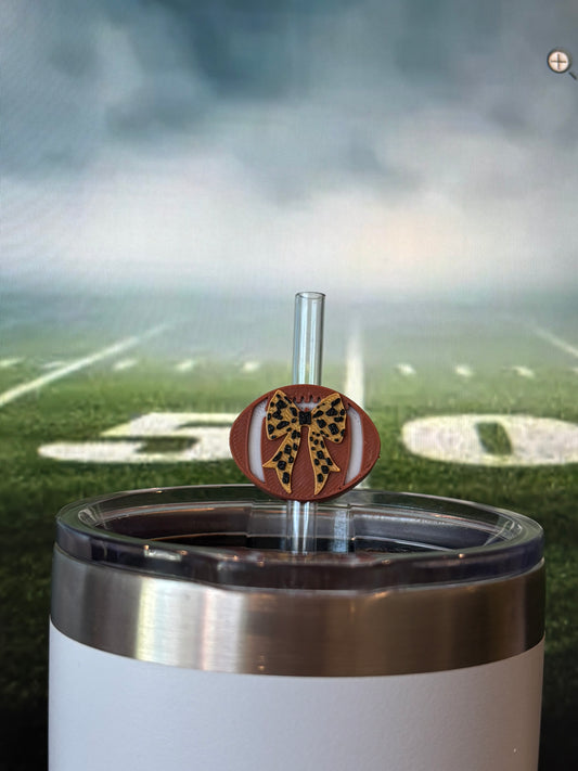 Football bow yellow checkered topper