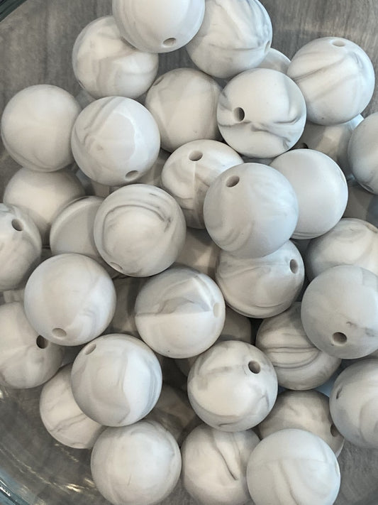 15mm Marble White  Bead