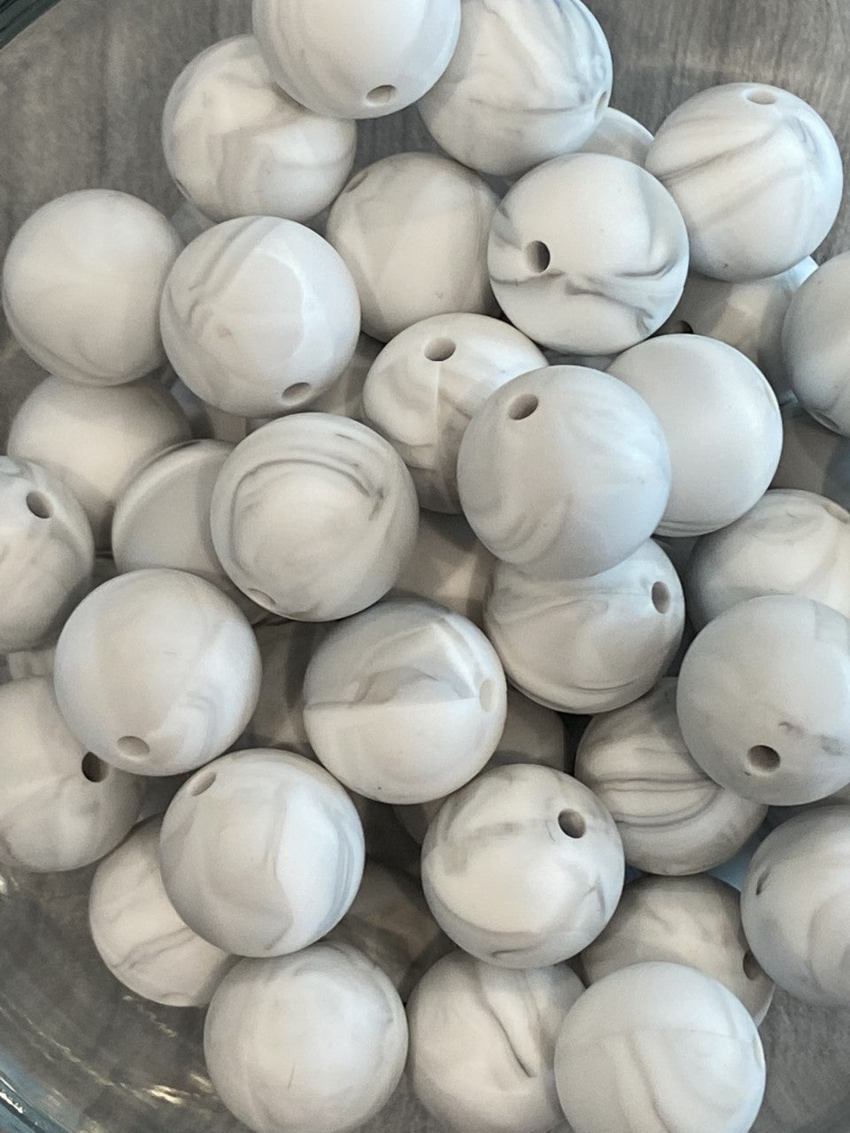 12MM Marble White  Bead